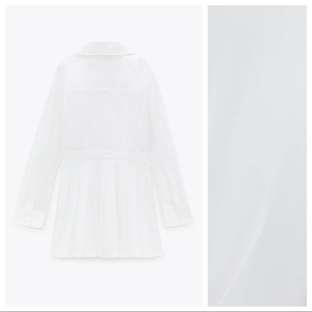 NWT. Zara White Poplin Jumpsuit Dress. Size S. - Picture 7 of 10